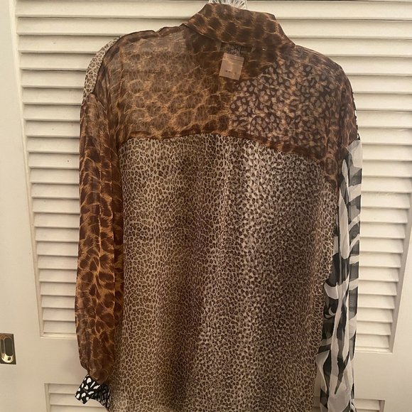 Sheer Animal Patchwork Blouse - Picture 3 of 5